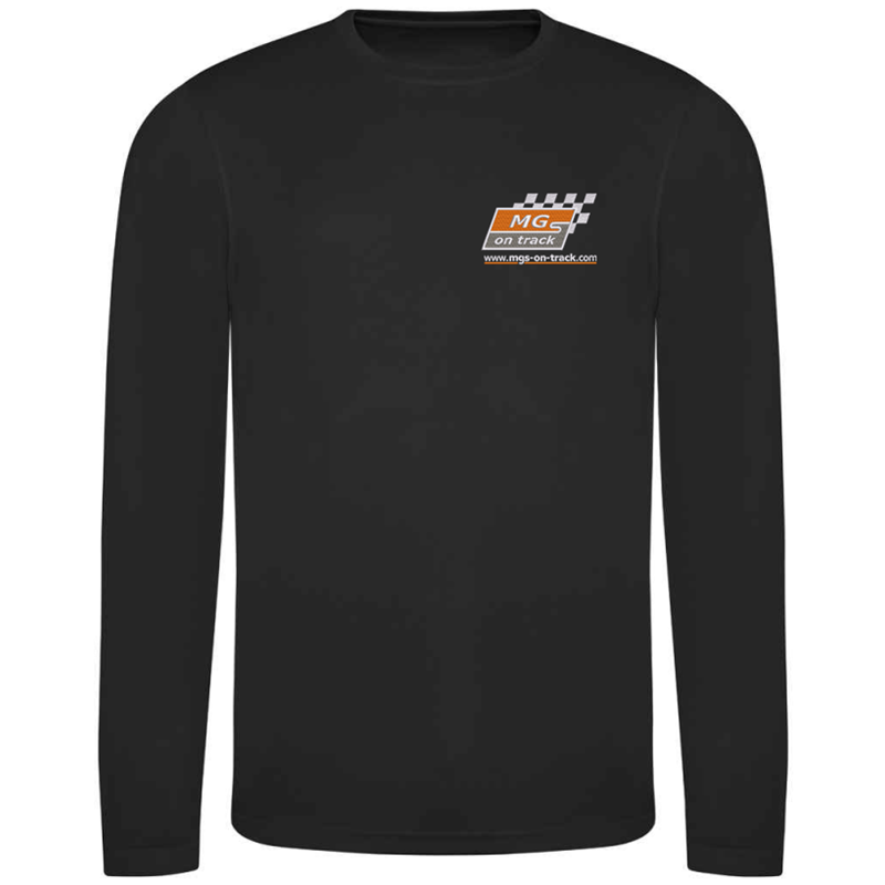 Long sleeve polyester T Shirt with logo embroidered to front.