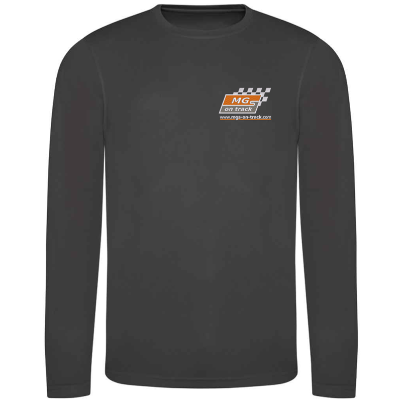 Long sleeve polyester T Shirt with logo embroidered to front.