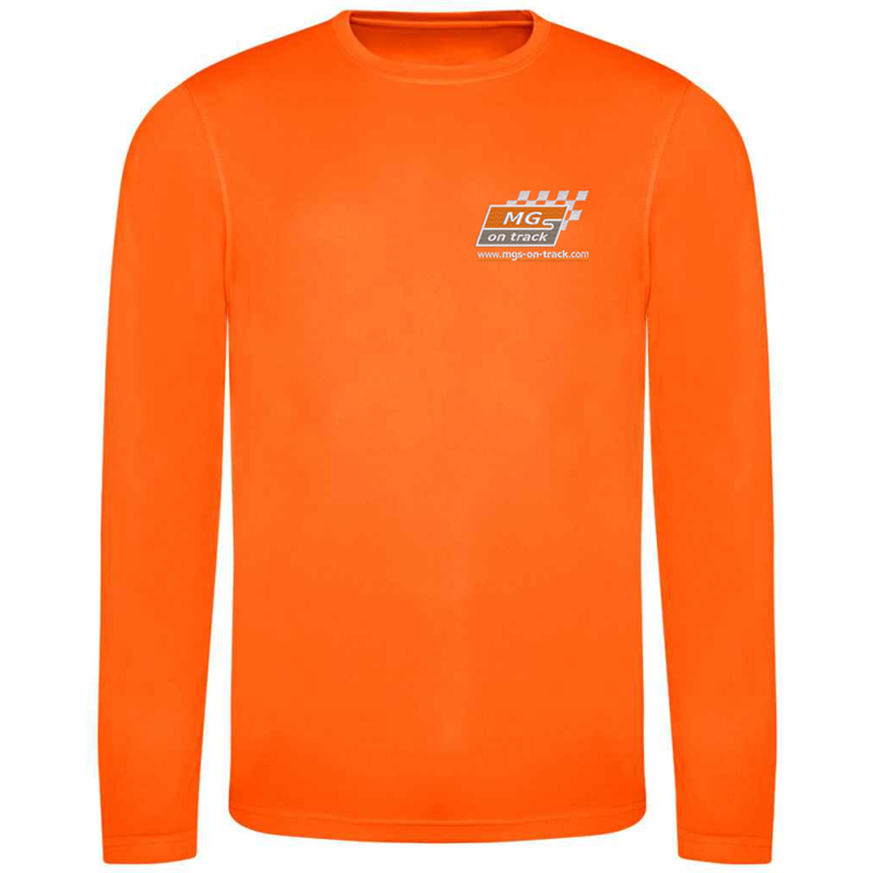 Long sleeve polyester T Shirt with logo embroidered to front.