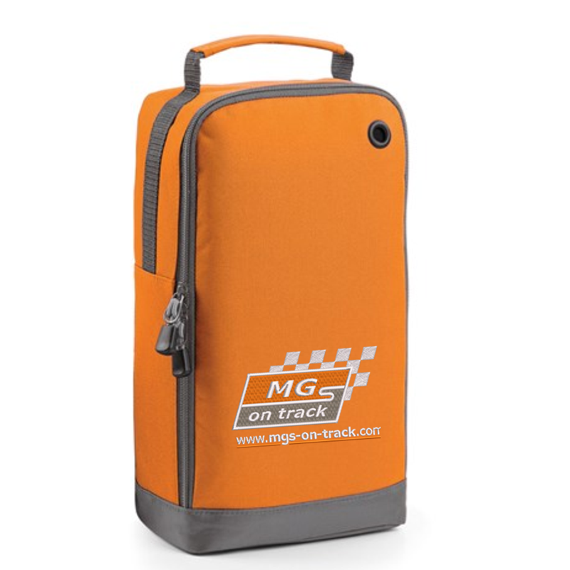 Water resistant bag, wipte clean interior, grab handle, rear mesh pocket. With embroidered logo