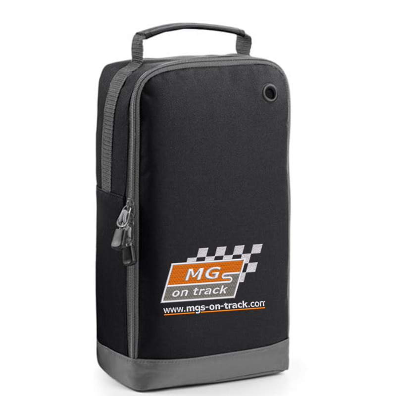 Water resistant bag, wipte clean interior, grab handle, rear mesh pocket. With embroidered logo