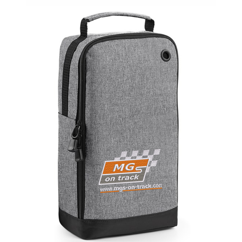Water resistant bag, wipte clean interior, grab handle, rear mesh pocket. With embroidered logo