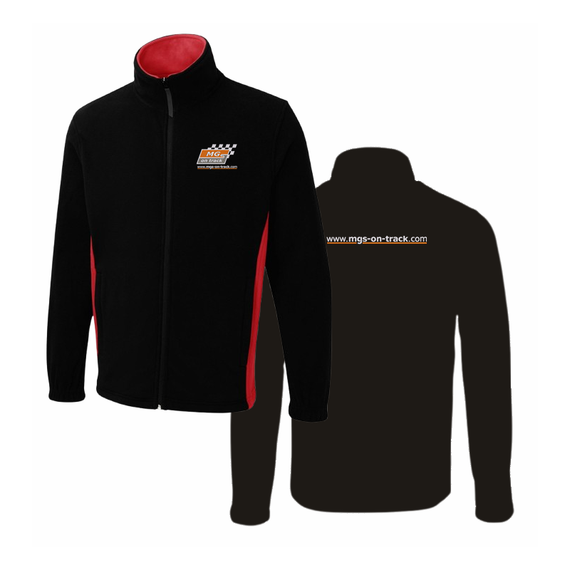 Full Zip Fleece jacket, contrast side panel, embroidery to front and back