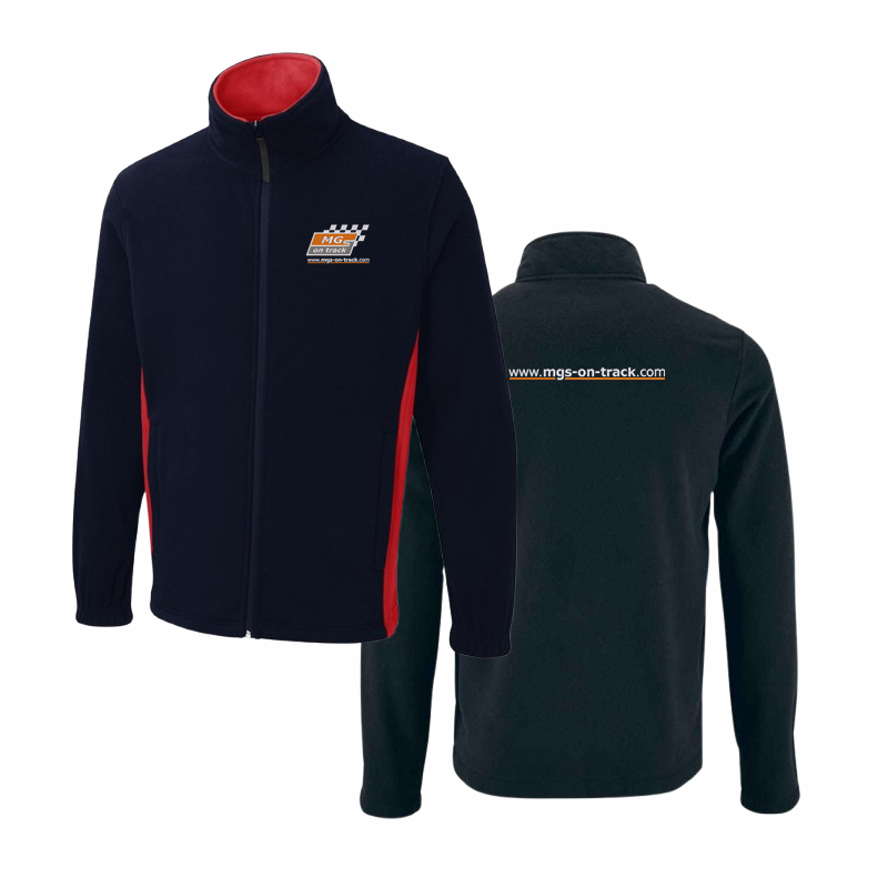 Full Zip Fleece jacket, contrast side panel, embroidery to front and back