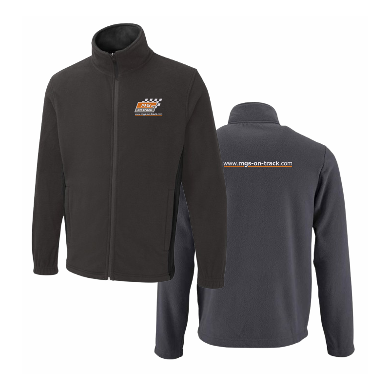 Full Zip Fleece jacket, contrast side panel, embroidery to front and back
