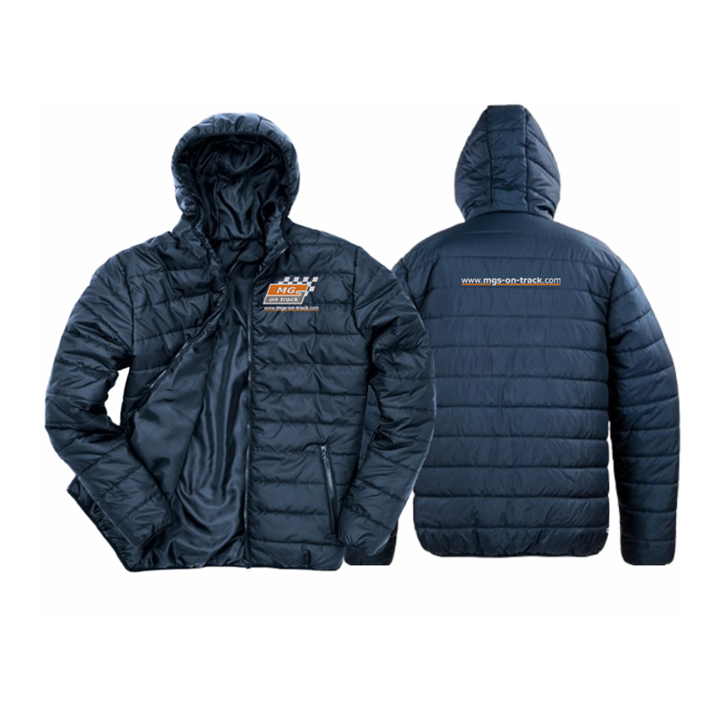 Soft padded full zip jacket, embroidered logos front and back.