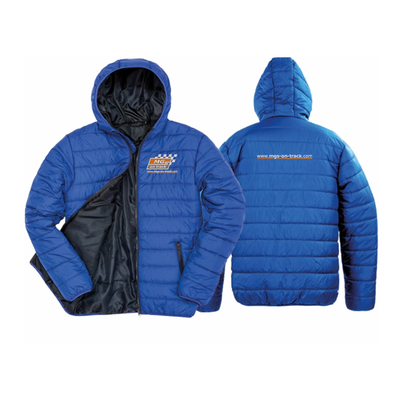 Soft padded full zip jacket, embroidered logos front and back.