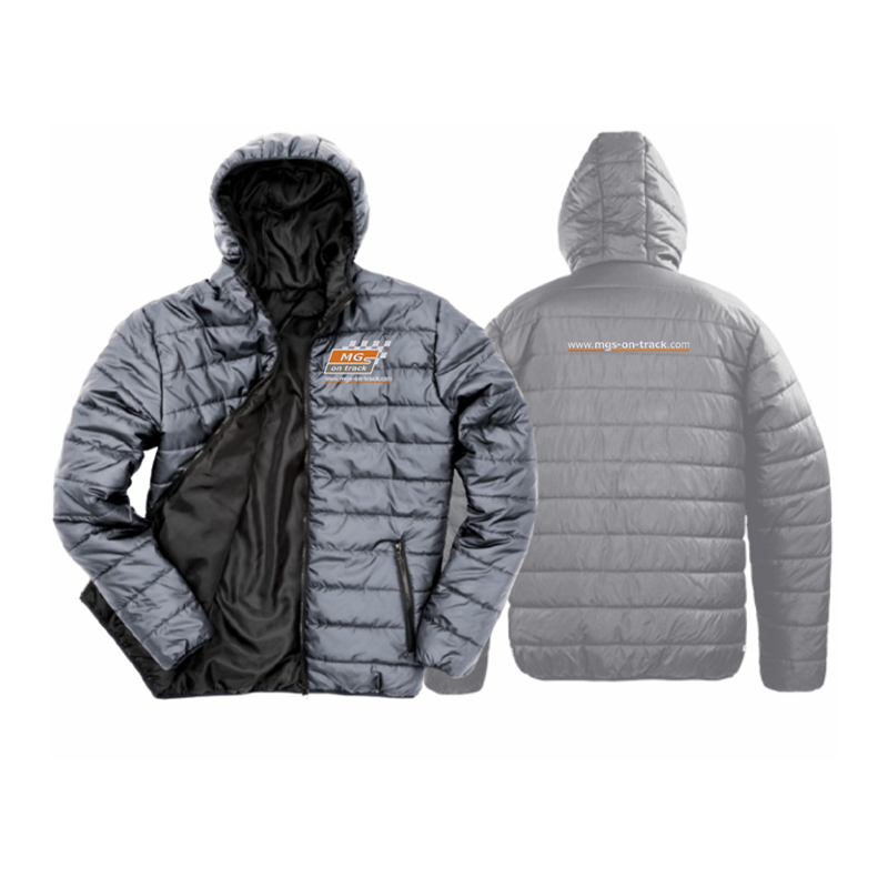 Soft padded full zip jacket, embroidered logos front and back.