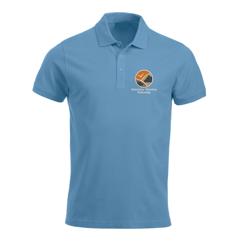 Unisex polyester/cotton poloshirt, embroidered with club logo to left breast.