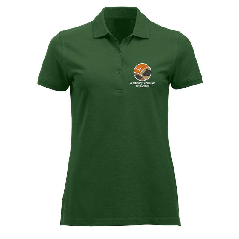 Ladies fit polyester/cotton poloshirt, embroidered with club logo to left breast.