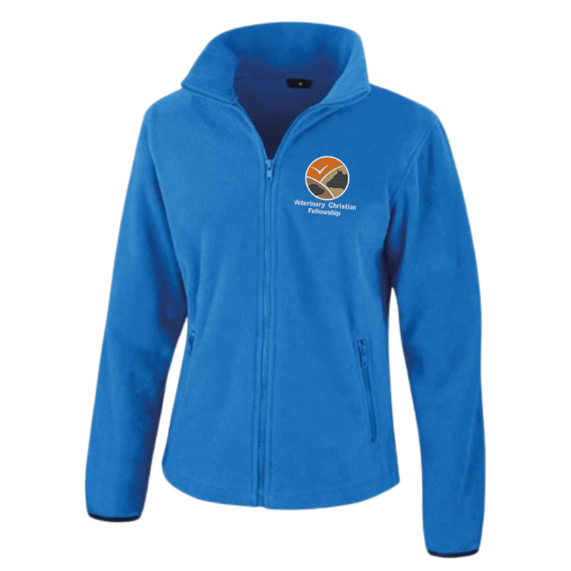 Full zip fleece, ladies fit, embroidered logo left breast.