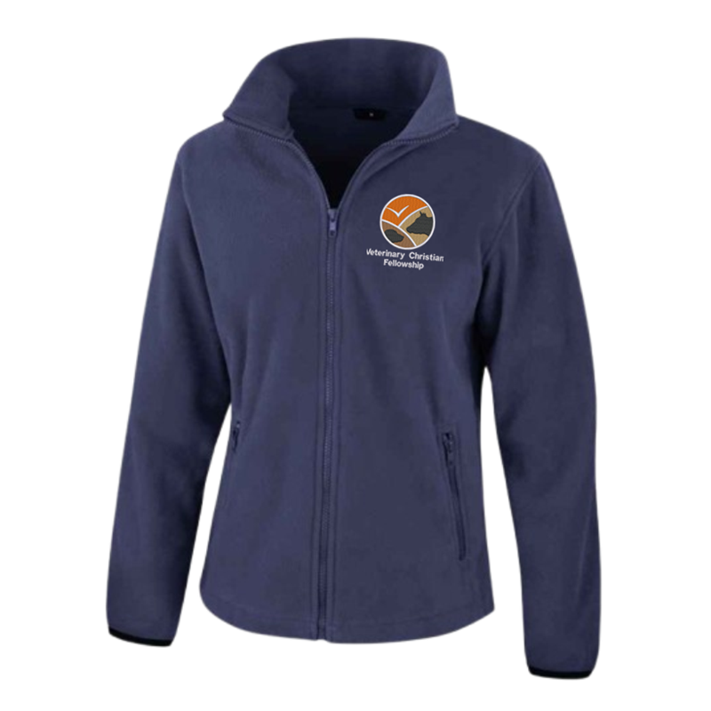 Full zip fleece, ladies fit, embroidered logo left breast.