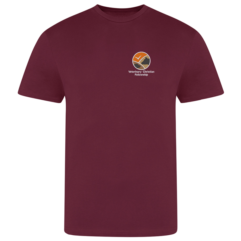 Unisex crew neck cotton t shirts with embroidered logo to left breast.