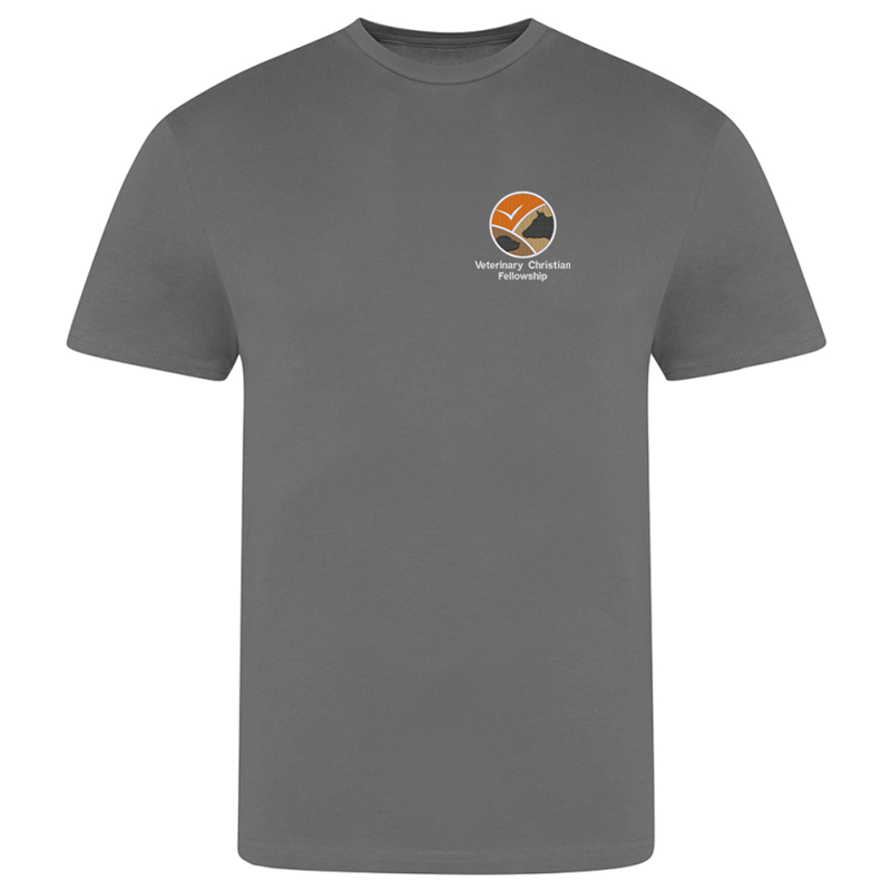 Unisex crew neck cotton t shirts with embroidered logo to left breast.