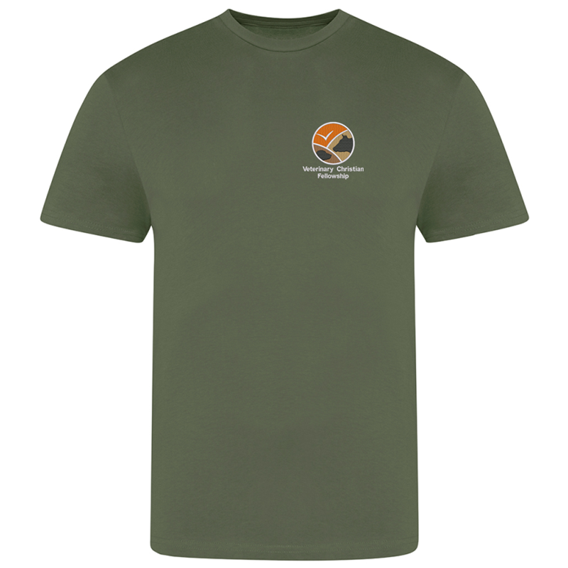 Unisex crew neck cotton t shirts with embroidered logo to left breast.