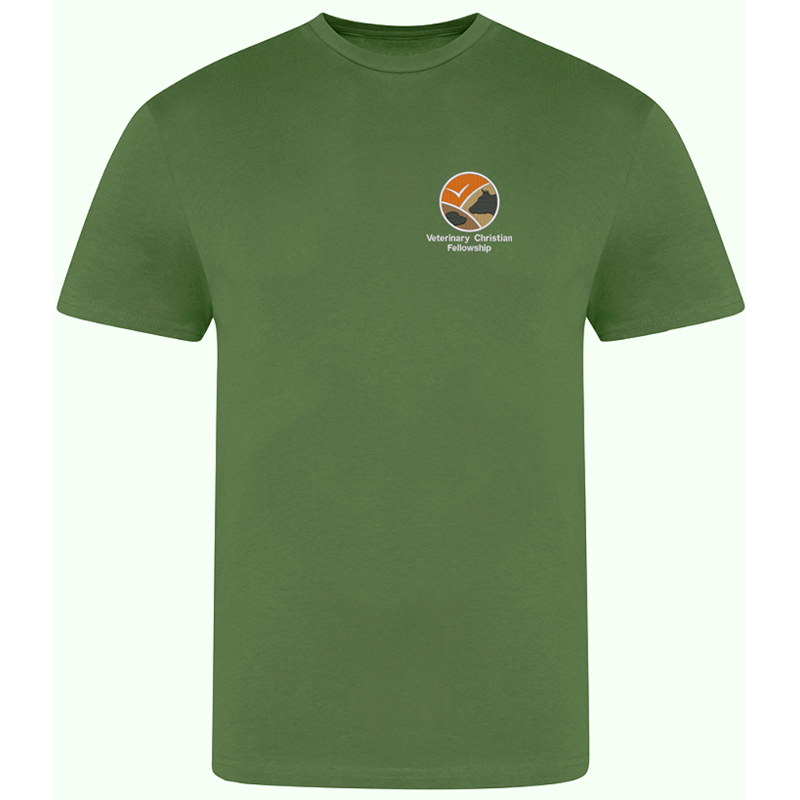 Unisex crew neck cotton t shirts with embroidered logo to left breast.
