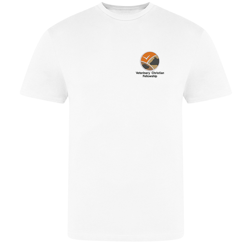 Unisex crew neck cotton t shirts with embroidered logo to left breast.