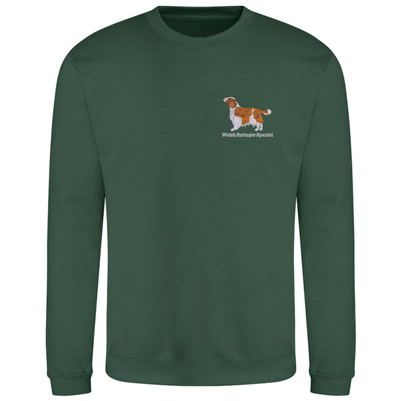 Crew neck sweatshirt with embroidered logo to left breast.