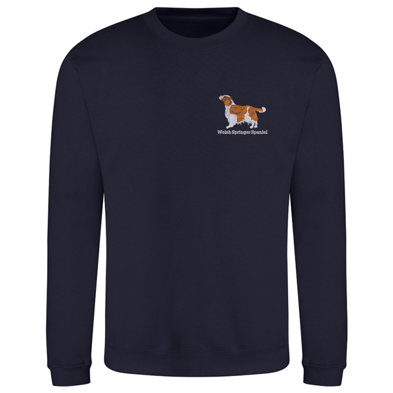 Crew neck sweatshirt with embroidered logo to left breast.