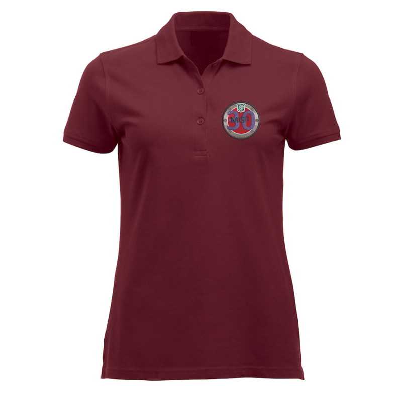 Polycotton poloshirt. ladies fit, with logo to left breast