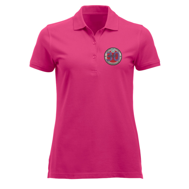 Polycotton poloshirt. ladies fit, with logo to left breast