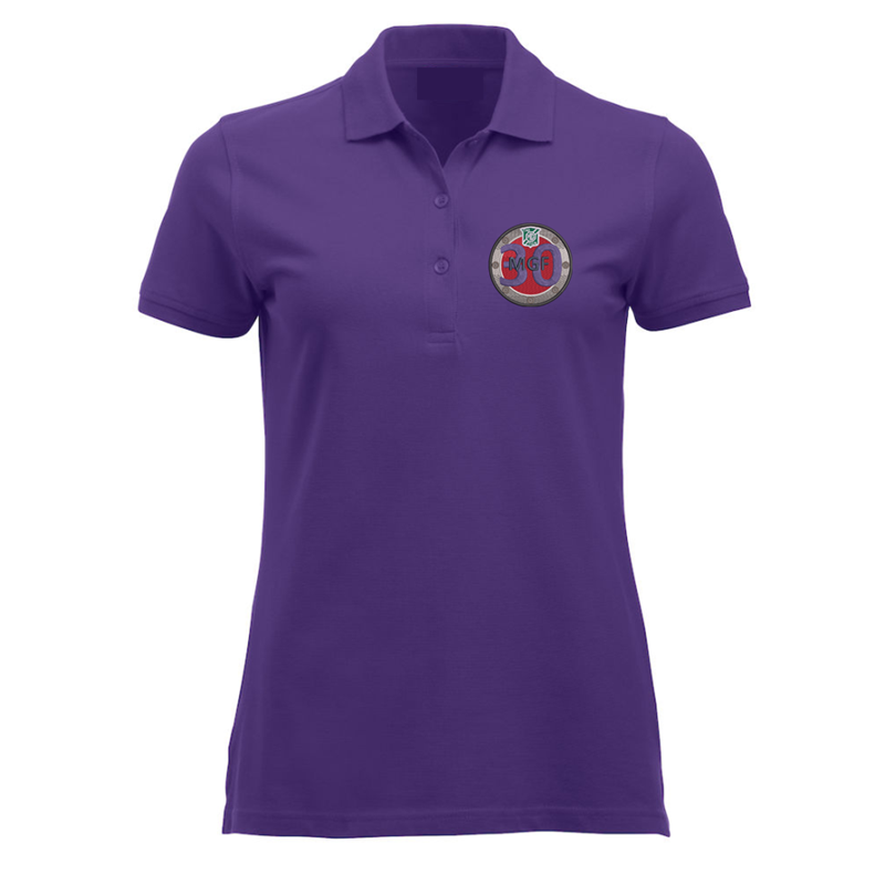 Polycotton poloshirt. ladies fit, with logo to left breast