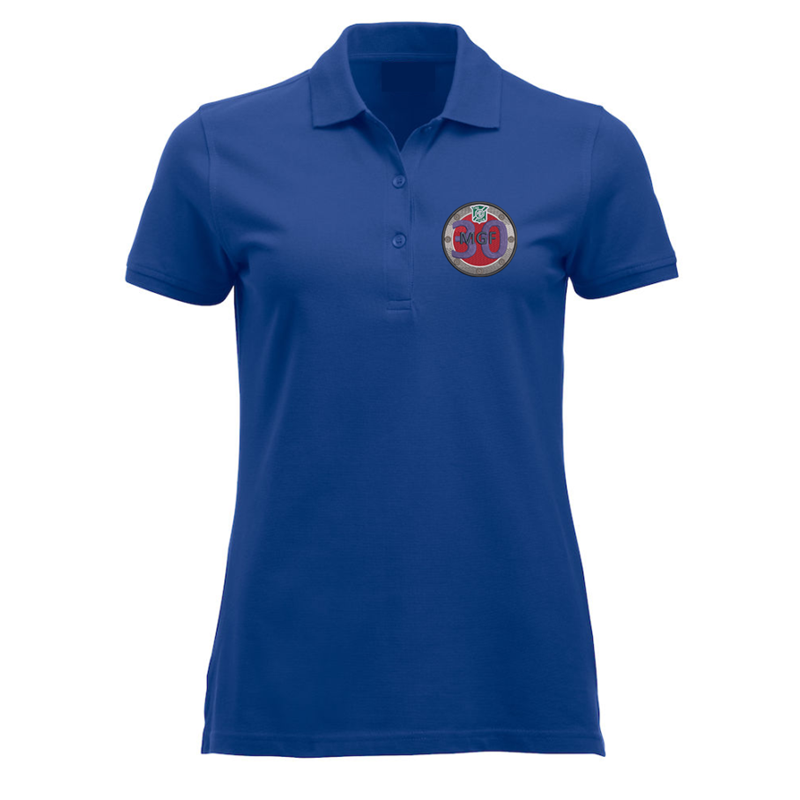 Polycotton poloshirt. ladies fit, with logo to left breast