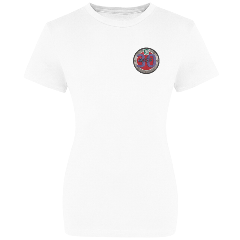 Crew neck ladies fit t shirt with logo to left breast