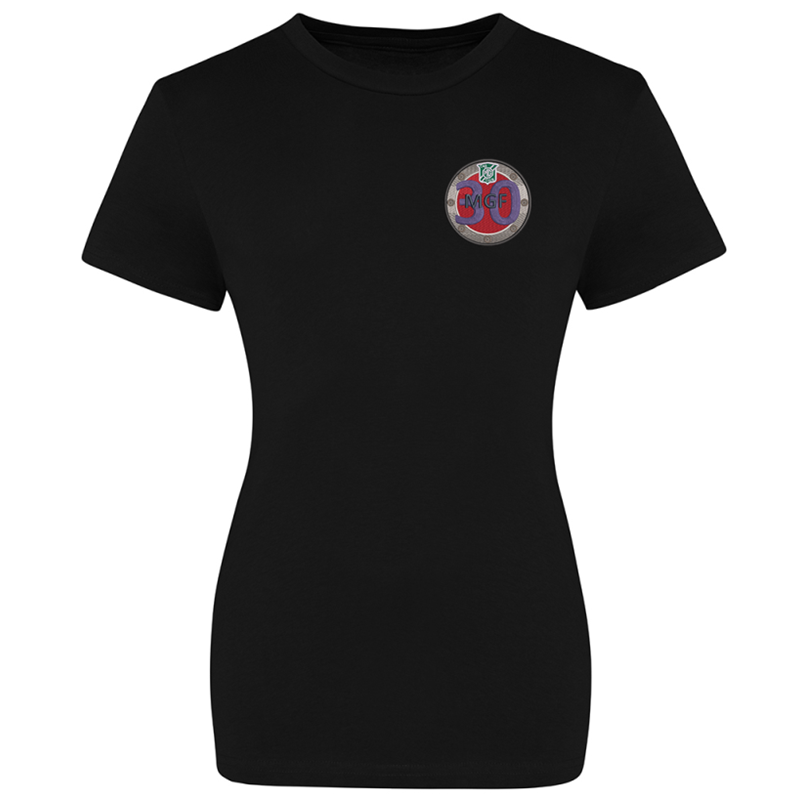 Crew neck ladies fit t shirt with logo to left breast
