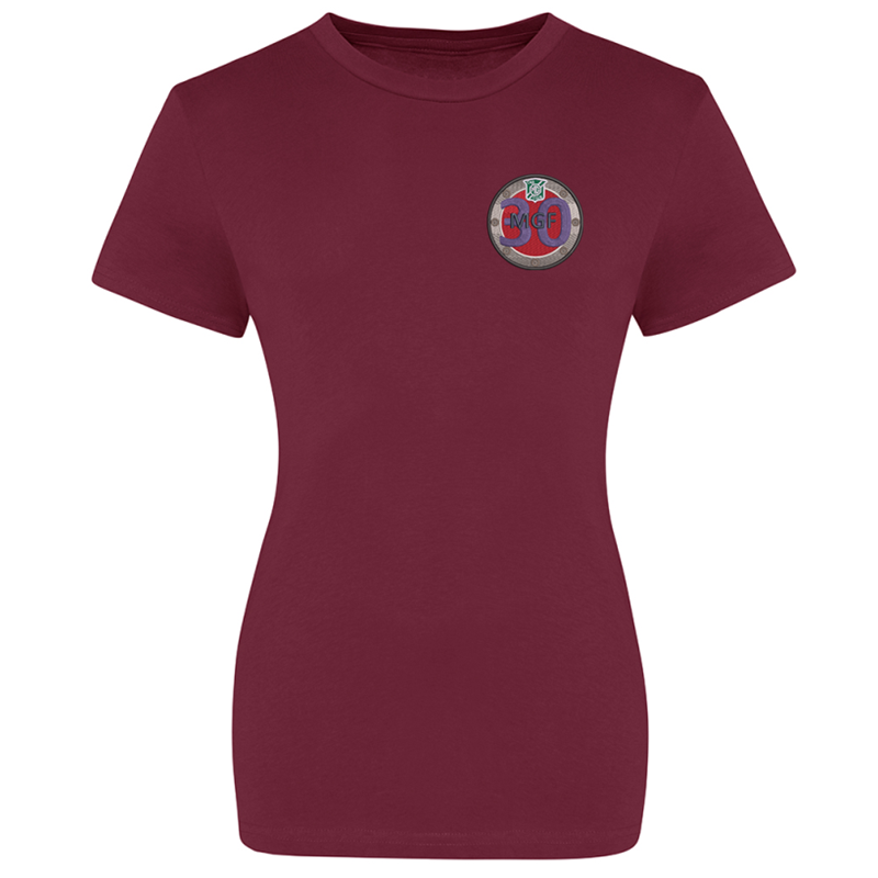 Crew neck ladies fit t shirt with logo to left breast