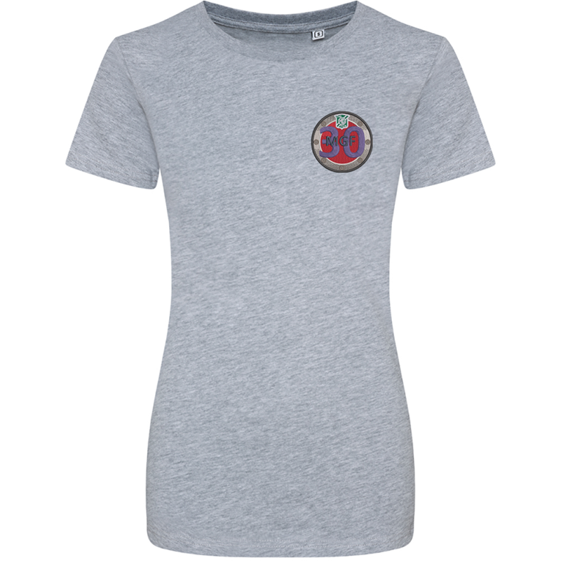 Crew neck ladies fit t shirt with logo to left breast