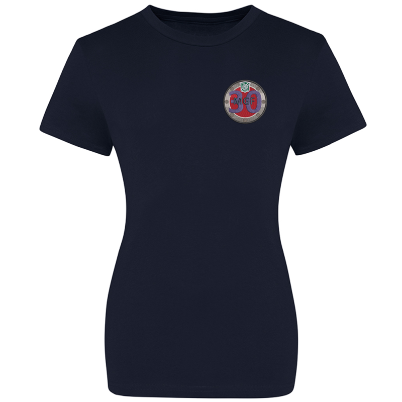 Crew neck ladies fit t shirt with logo to left breast