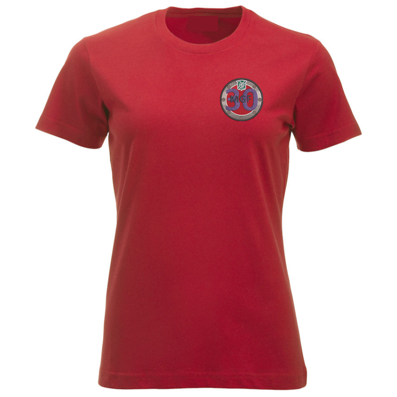Crew neck ladies fit t shirt with logo to left breast