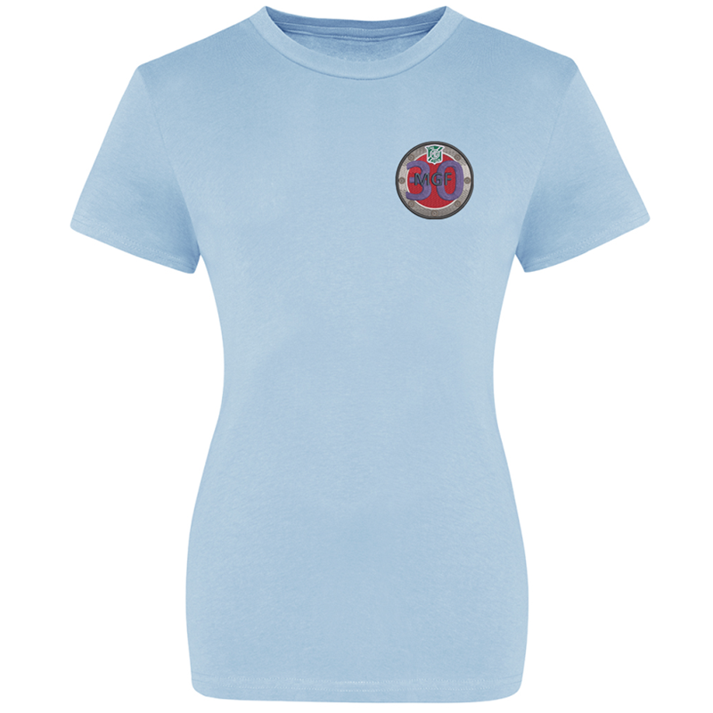 Crew neck ladies fit t shirt with logo to left breast