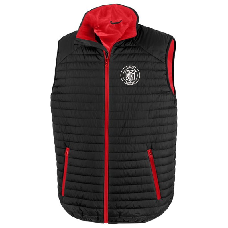Soft padded gilet with embroidered logo to left breast/