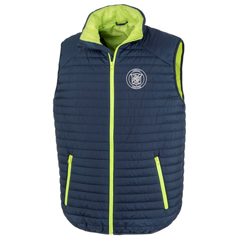 Soft padded gilet with embroidered logo to left breast/