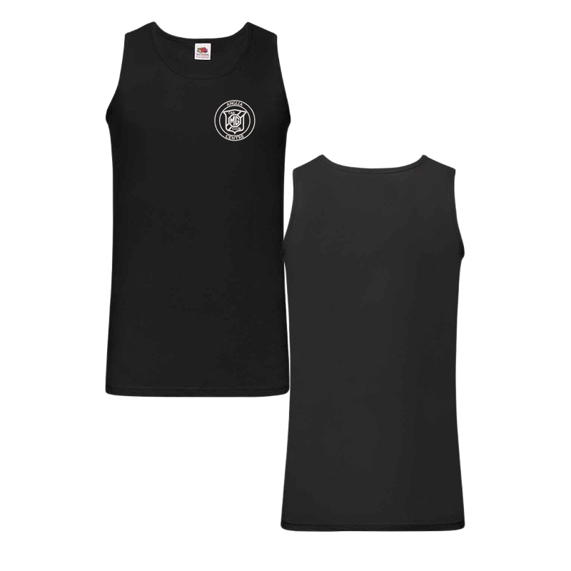 Cotton crew neck sleeveless t shirt with embroidered logo.