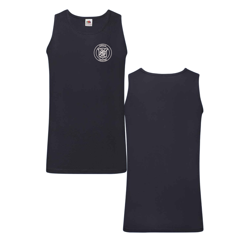 Cotton crew neck sleeveless t shirt with embroidered logo.