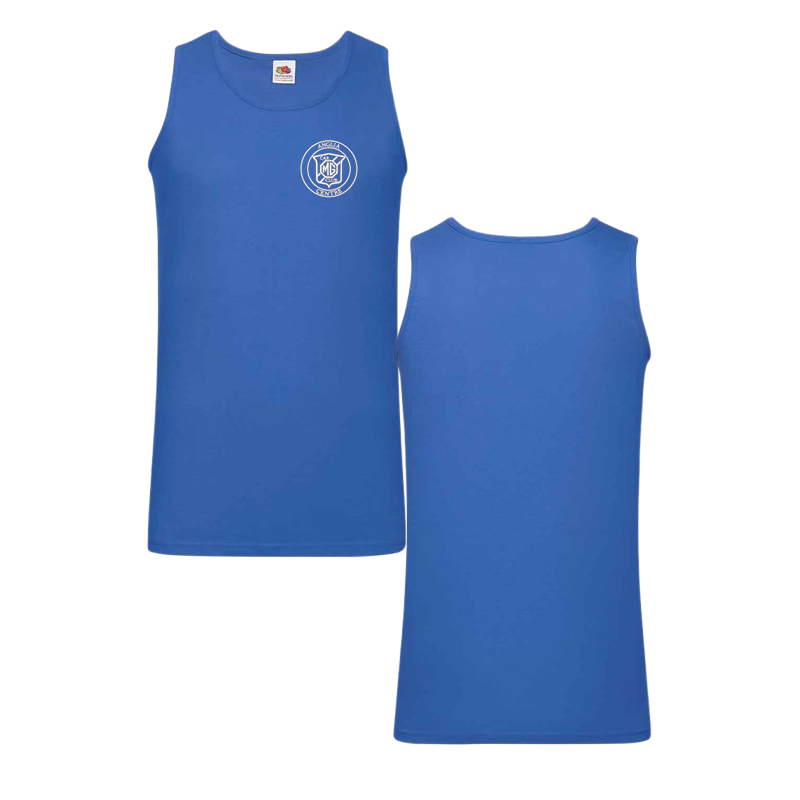 Cotton crew neck sleeveless t shirt with embroidered logo.