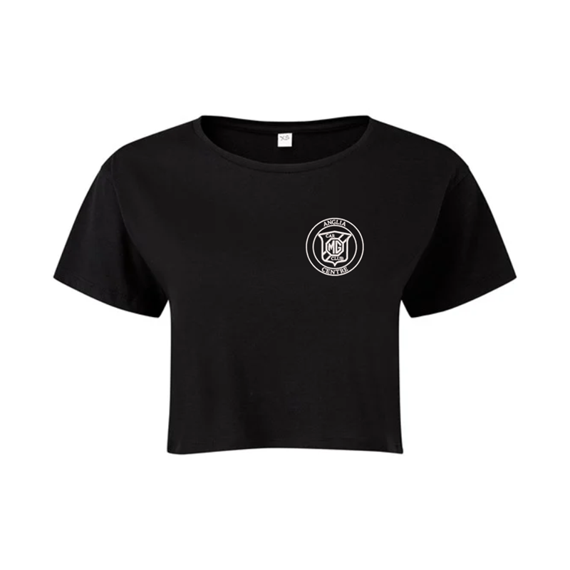 Cotton ladies crop top with logo to left breast