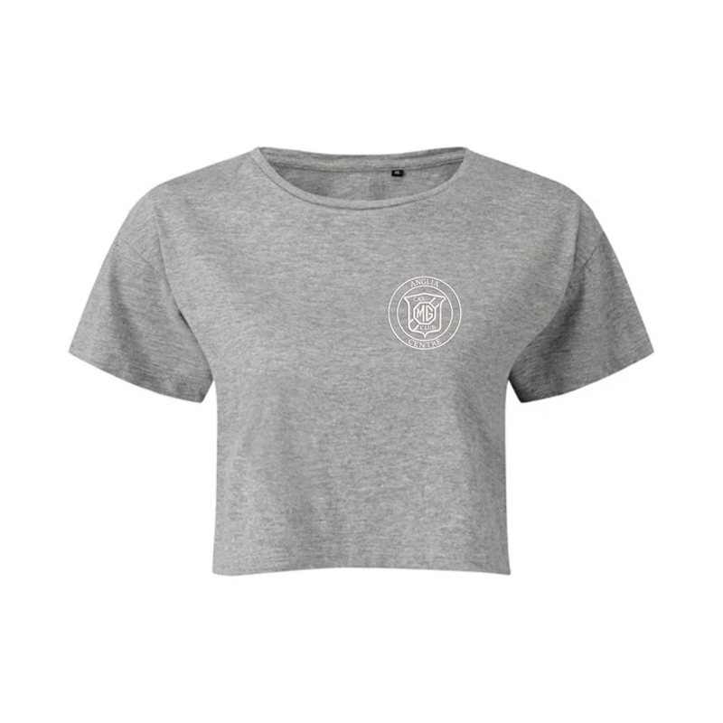 Cotton ladies crop top with logo to left breast