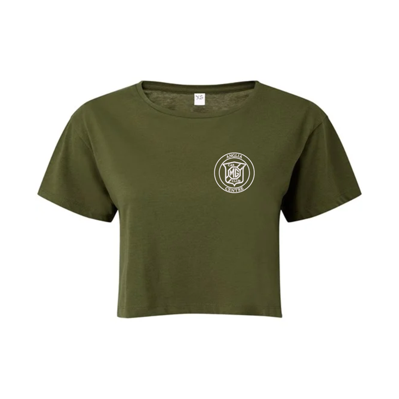 Cotton ladies crop top with logo to left breast