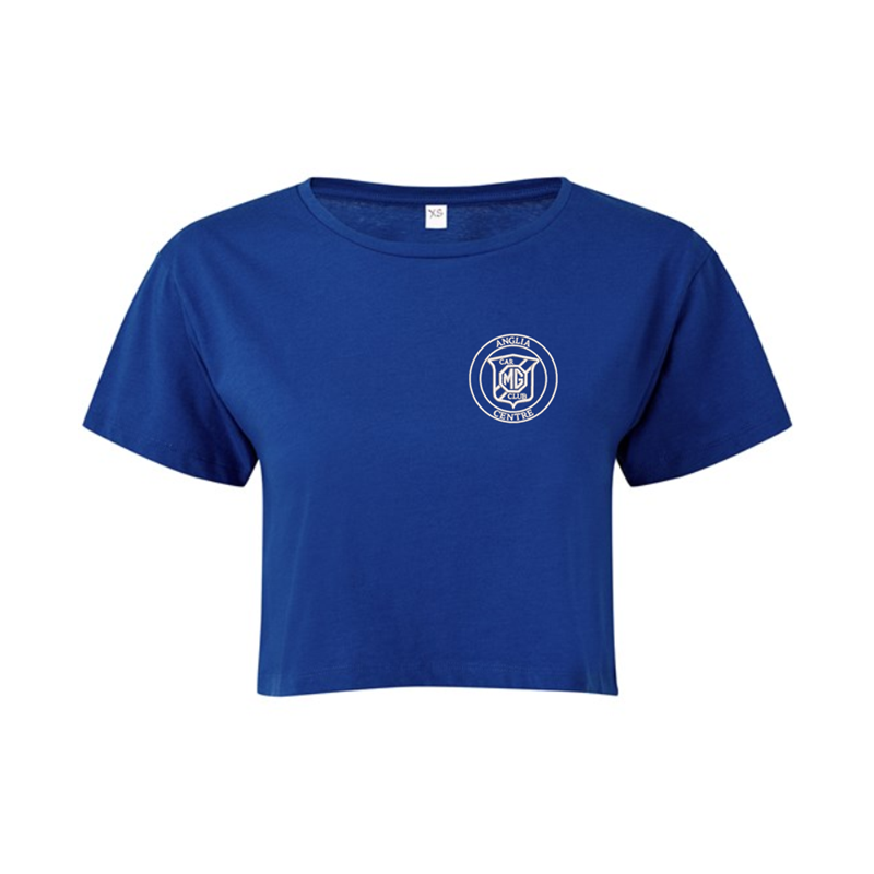 Cotton ladies crop top with logo to left breast