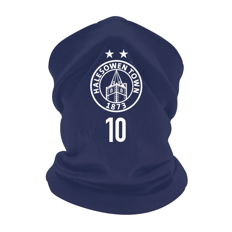 Polyester neck snood, printed with club logo and number or initials