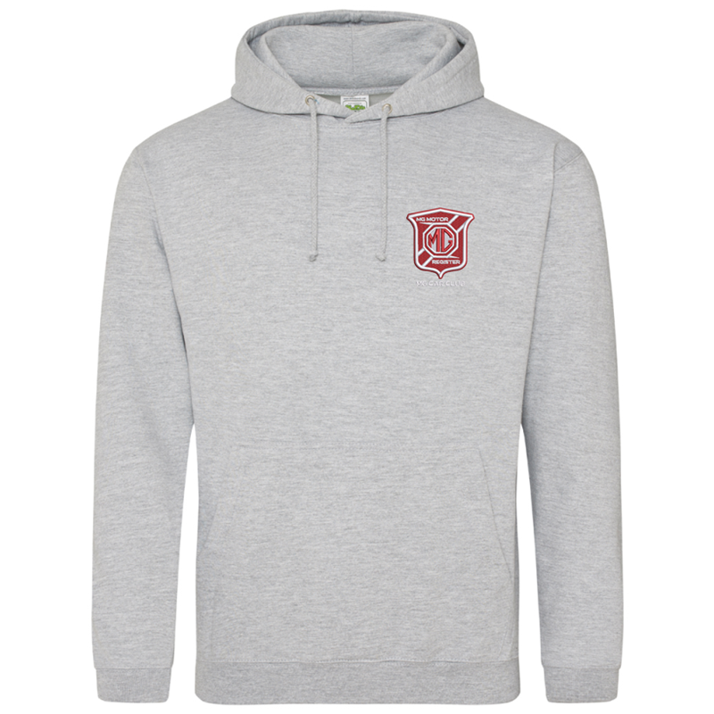 Overhead hooded sweatshirt with embroidered logo to left breast.