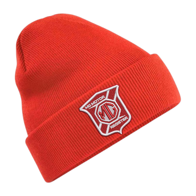 Knitted beanie hat with embroidered logo