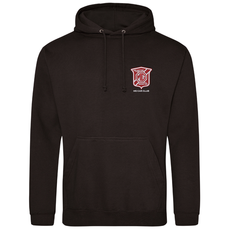 Overhead hooded sweatshirt with embroidered logo to left breast.
