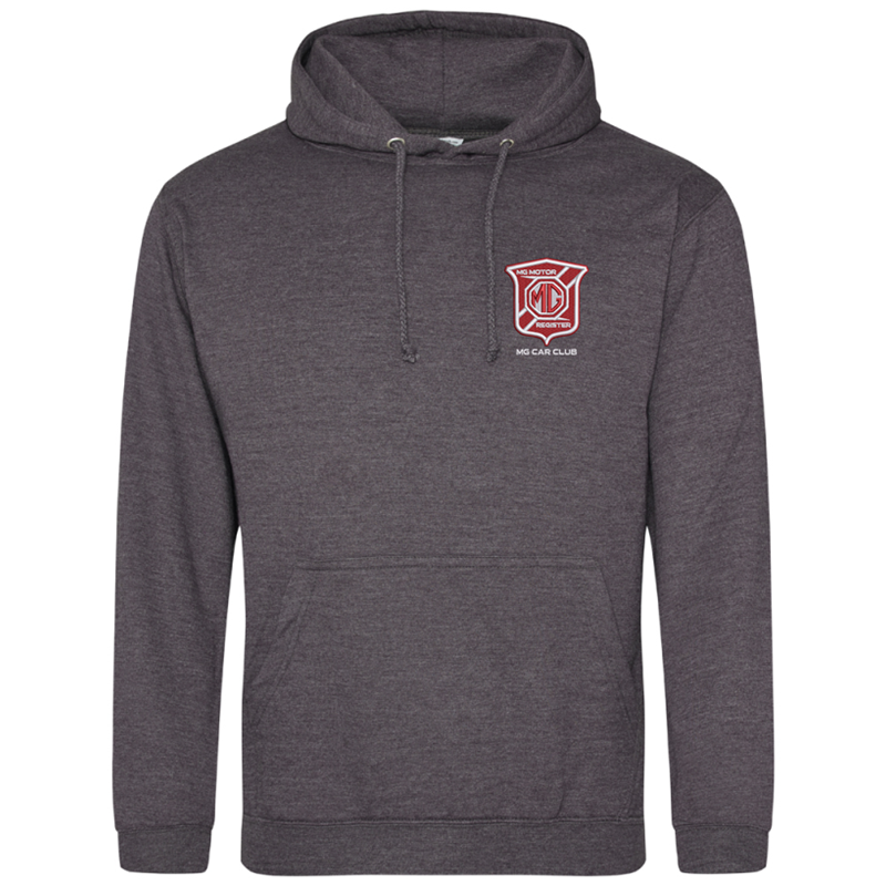 Overhead hooded sweatshirt with embroidered logo to left breast.