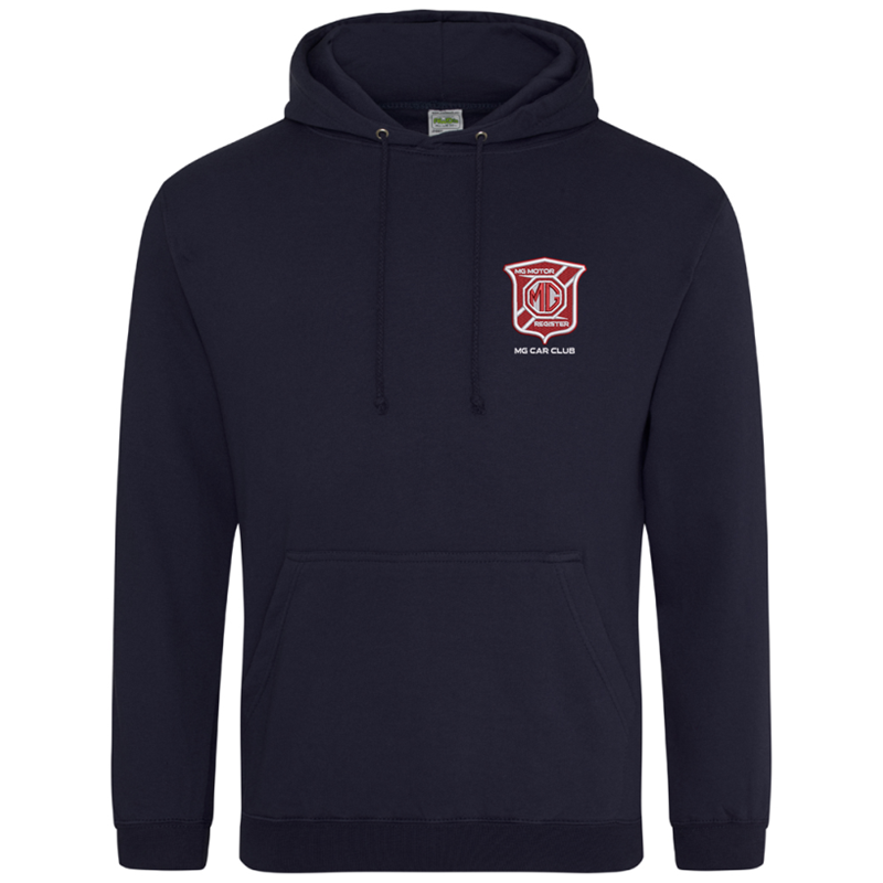Overhead hooded sweatshirt with embroidered logo to left breast.