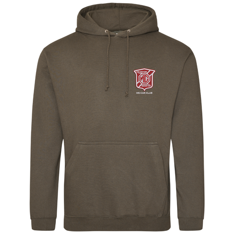 Overhead hooded sweatshirt with embroidered logo to left breast.